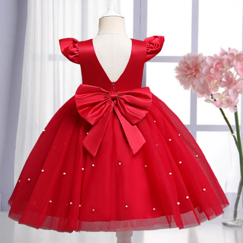 

Летние платья для маленьких девочек с большим бантом, свадебное платье на 1-й день рождения, платье для маленьких принцесс с цветочной вышив...