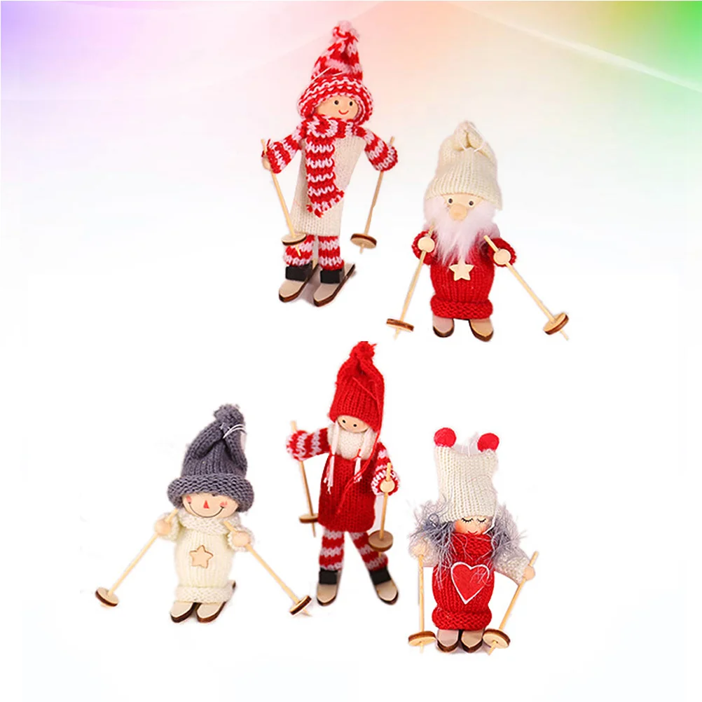 

Christmas Decorornaments Woodtree Hanging Santa Wooden Decoration Ornament Ski Figurine Toy Plush Carving Decorations Gift Props