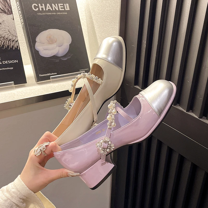 

Туфли-лодочки женские на квадратном каблуке 3 см, квадратный носок