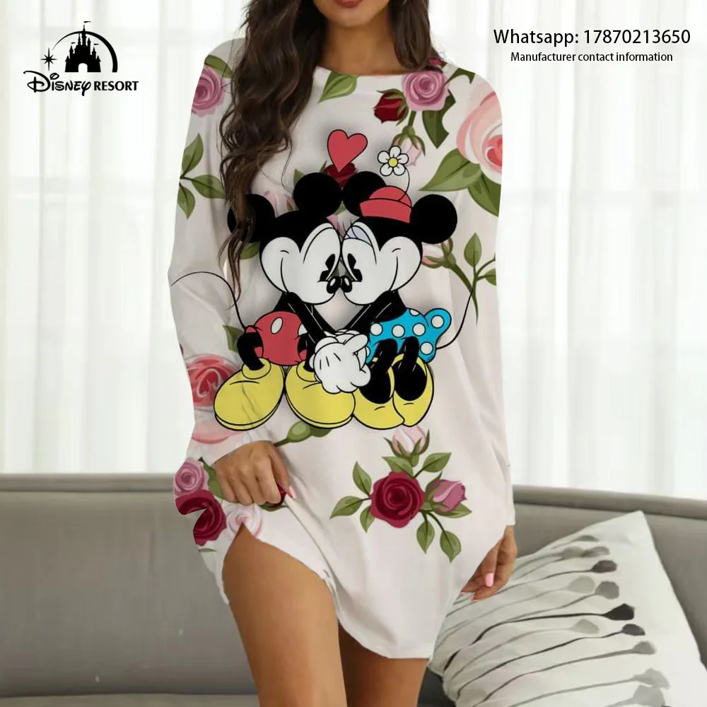 Женское Повседневное платье с длинным рукавом и круглым вырезом