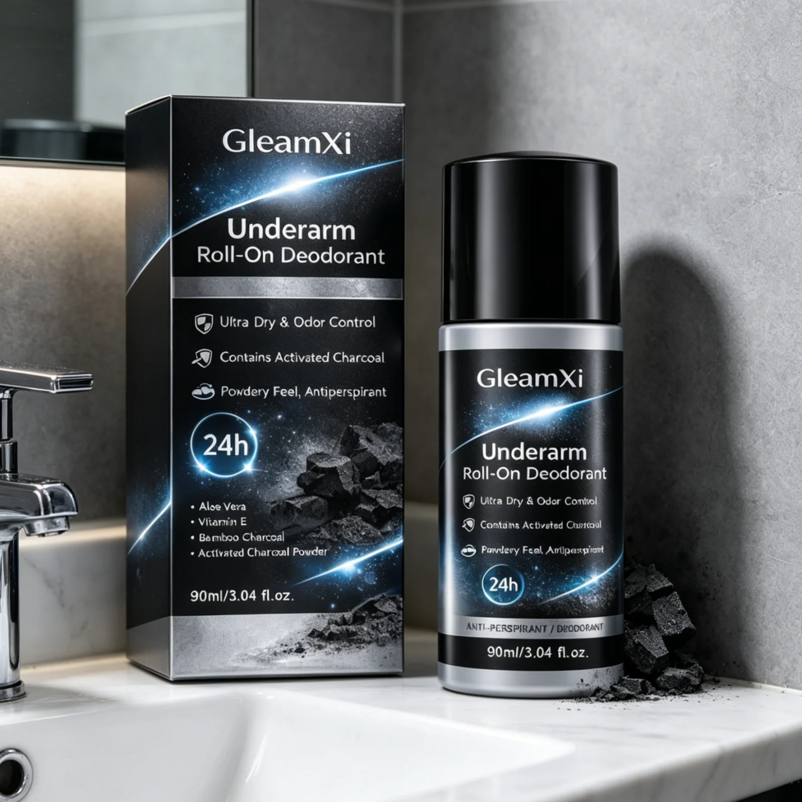 Дезодорант-антиперспирант GleamXi Roll-on для подмышек, контроль запаха, предотвращение пятен от пота, быстрое высыхание, без ощущения стянутости, 90 мл (art.: 3920d9adeccfe) - 3920d9adeccfe