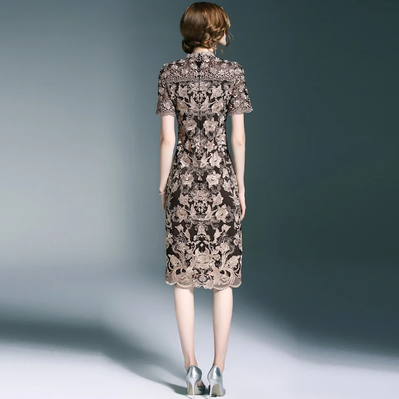 Новинка роскошный вечерний наряд средней длины для свадьбы осенне-зимнее