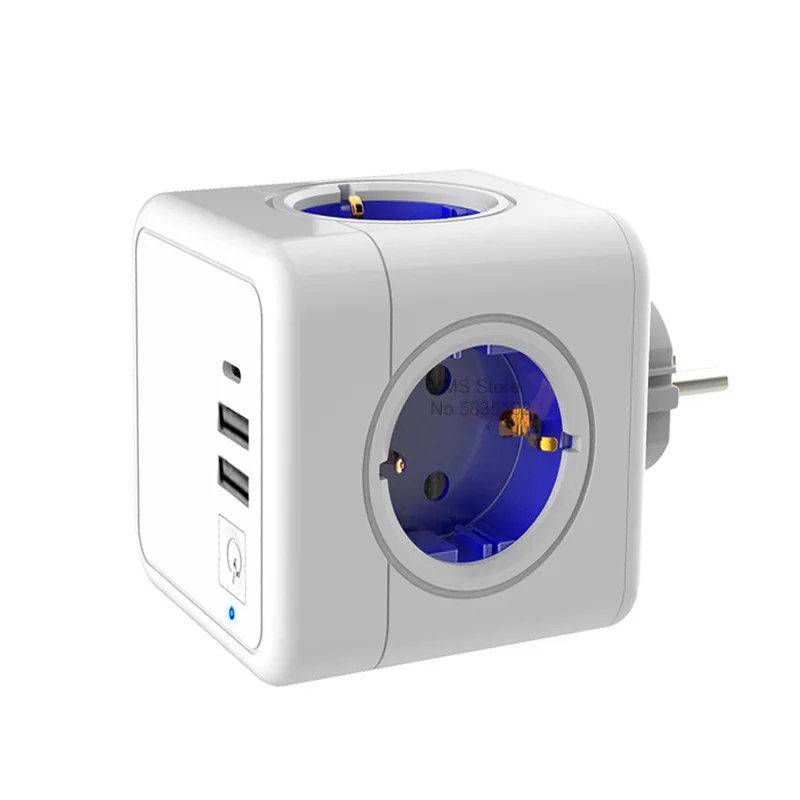 Sopend Smart Eu Plug USB C с выключателем 4 розетки защита от перегрузки сетевой фильтр