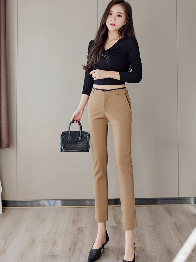 Брюки-карандаш для женщин повседневная рабочая одежда с высокой талией женские