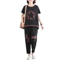 2 piece sets women t shirt and pants 2022 summer two piece set tops and pants women black casual womens tracksuit 5xl