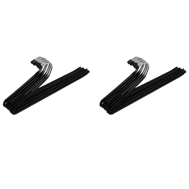 

Metal Slacks/Trousers Hangers Open Ended Pants Easy Slide Organizers, Chrome and Black Friction, Set of 20