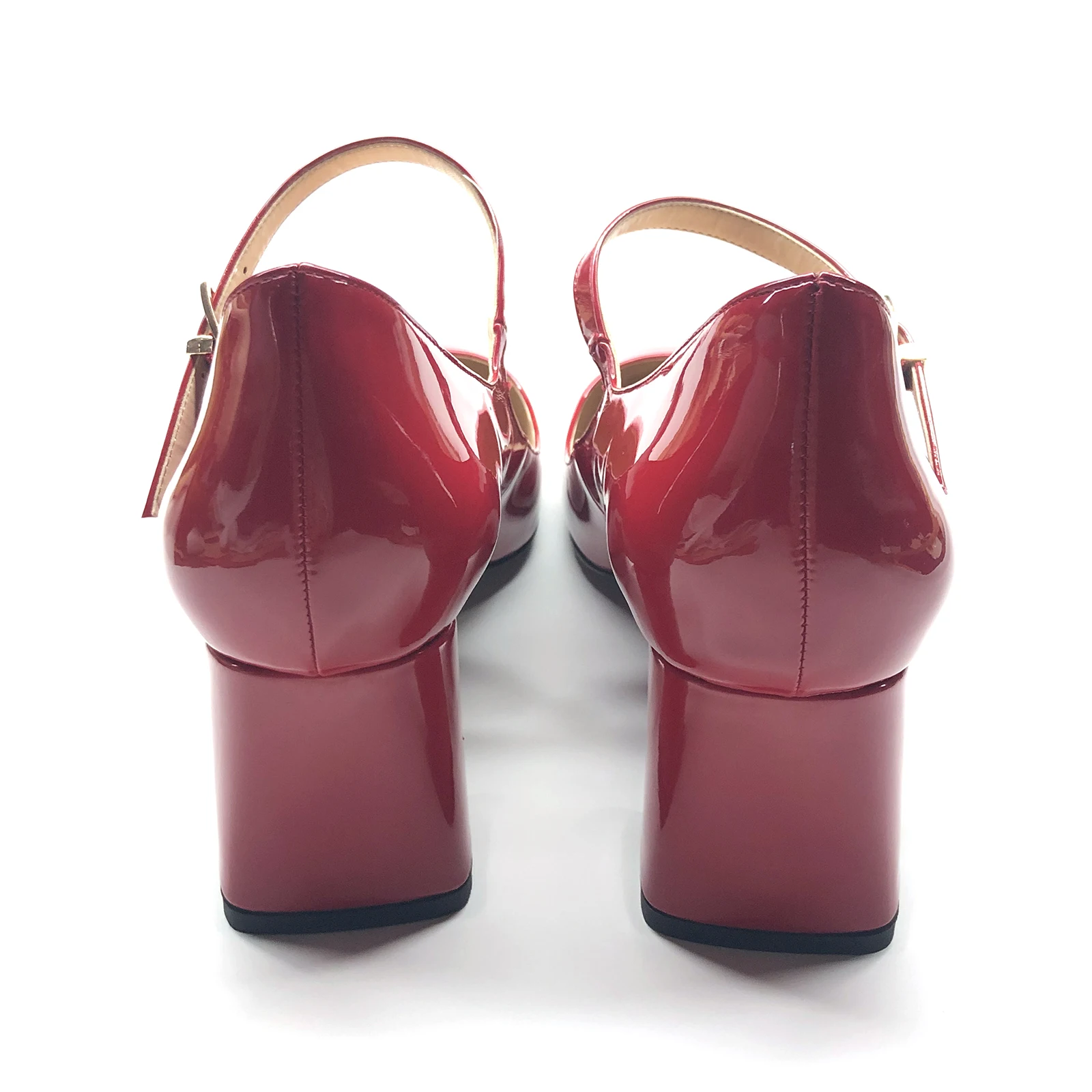 Элегантные женские туфли-лодочки Мэри Джейн на блочном каблуке красные