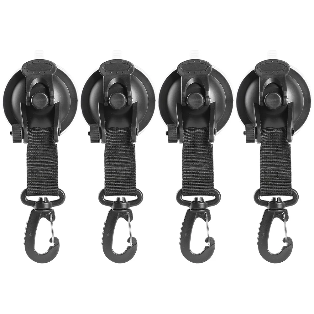 

4 Pcs Car Tent Suction Cup Punch Free Pothook Outdoor Teepee Portable Carabiner Wall Mounted Hooks Window Anchors