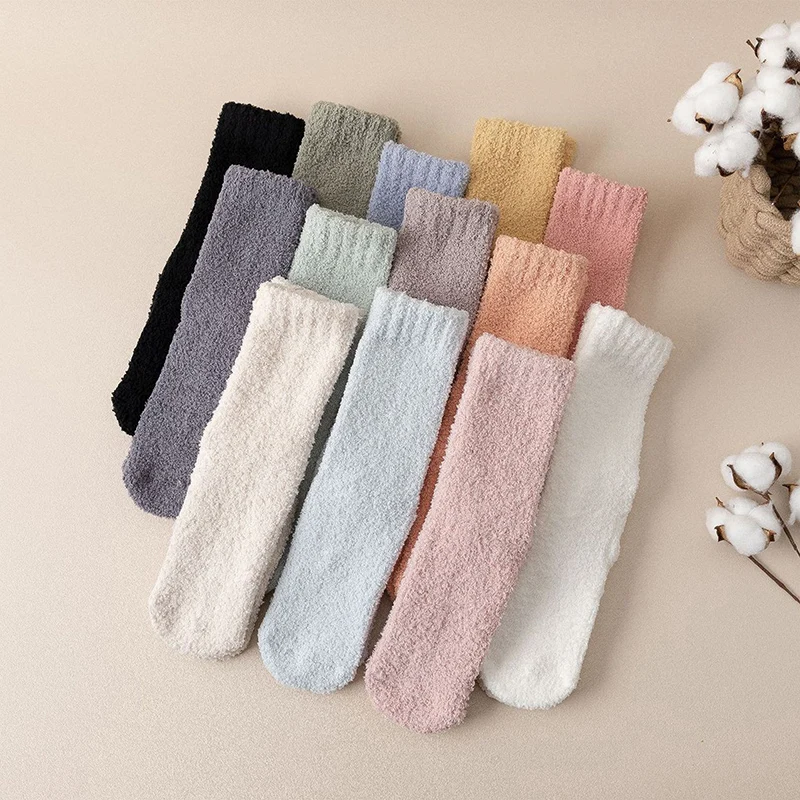 

Coral velvet socks for women autumn/winter moon socks thickened warm non-slip floor socks for adults winter plush sleep socks
