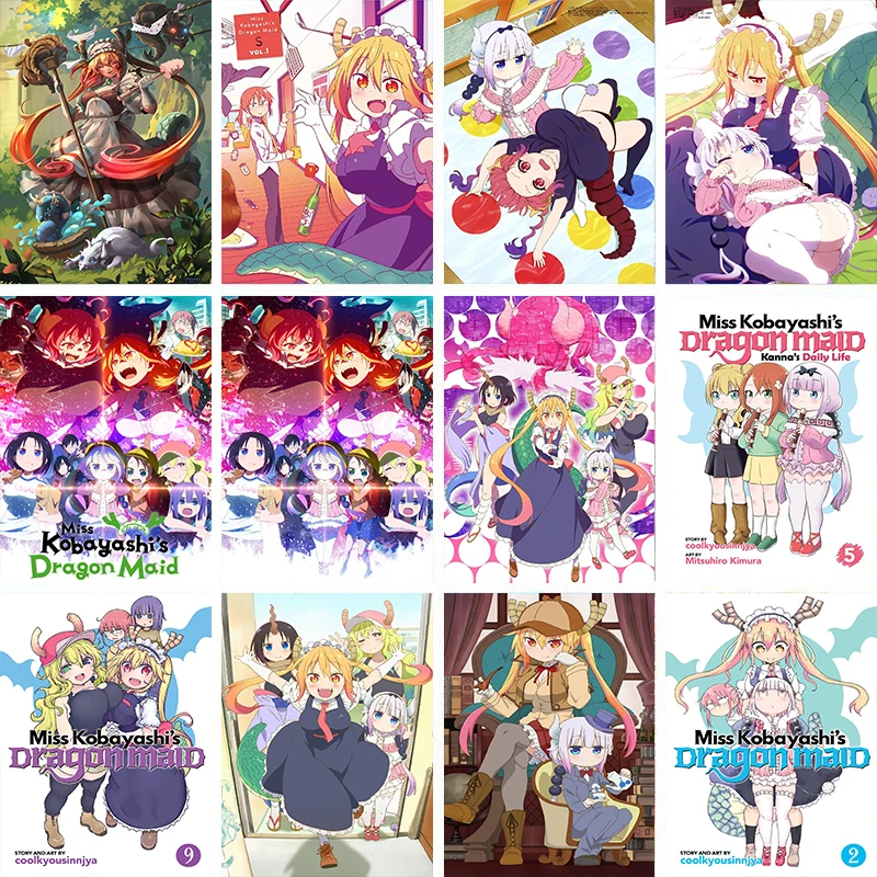 

Lot Style Choose Japanese Anime Kobayashi-san Chi no Maid Dragon TV Series Art Picture Print Silk Poster Home Wall Decor