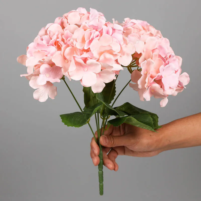 

Pink Silk Hydrangeas Artificial Flowers Wedding Flowers for Bride Hand Silk Blooming Peony Fake Flowers White Home Decoration