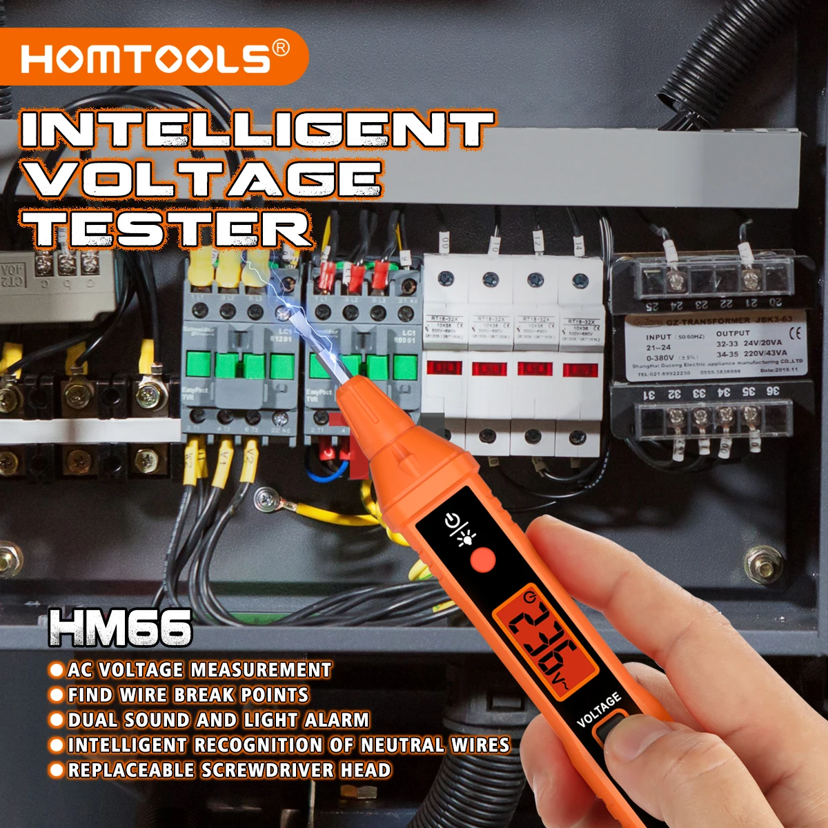 HOMTOOLS HM66 Бесконтактный тестер напряжения переменного тока Цифровой детектор