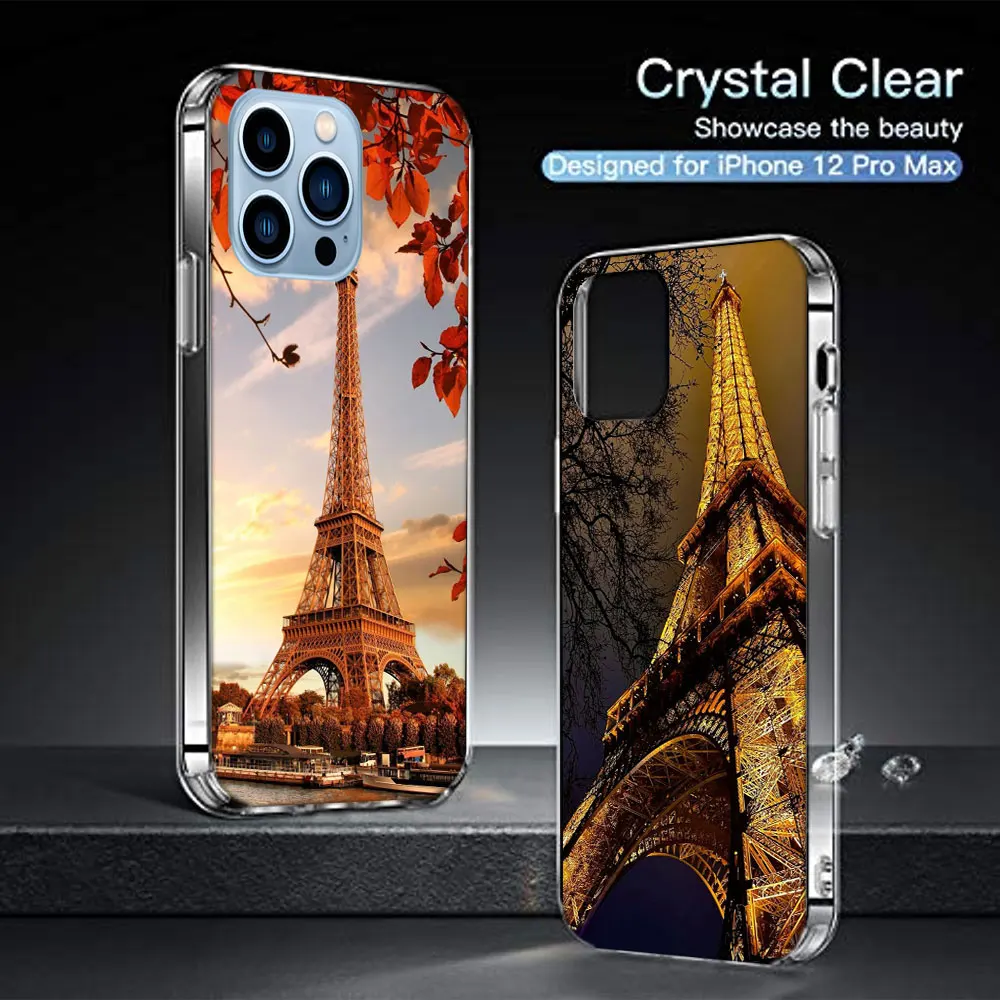 Фото Чехлы для телефонов с изображением Эйфелевой башни для iPhone 17E, 16E, 17 Air, 16 Pro Max, 15 Pro, 14 Plus, 11, 13, 12 Mini. Совместимые чехлы-накладки. №4
