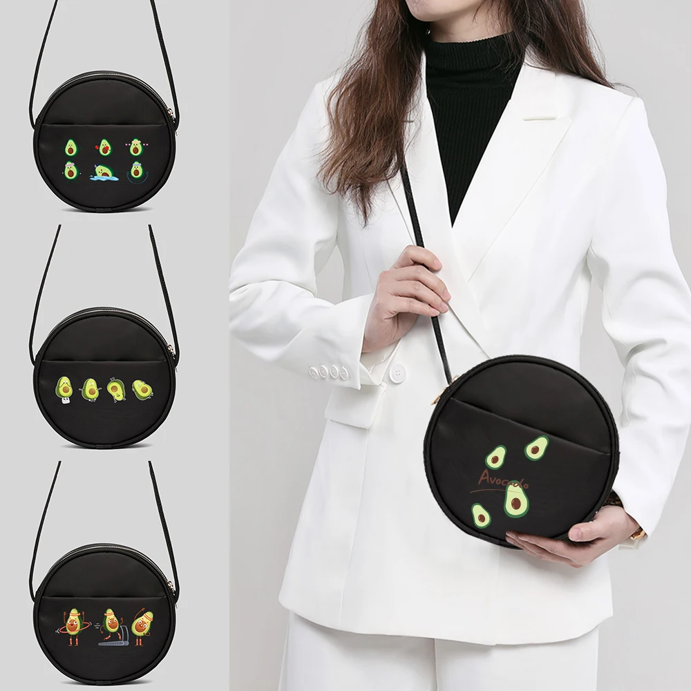 

Avocado Print Round Bag 2022 Fashion Tote Bag Women Crossbody Shoulder Shopper Bag Daily Portable Mini Round Bag Casual Handbags