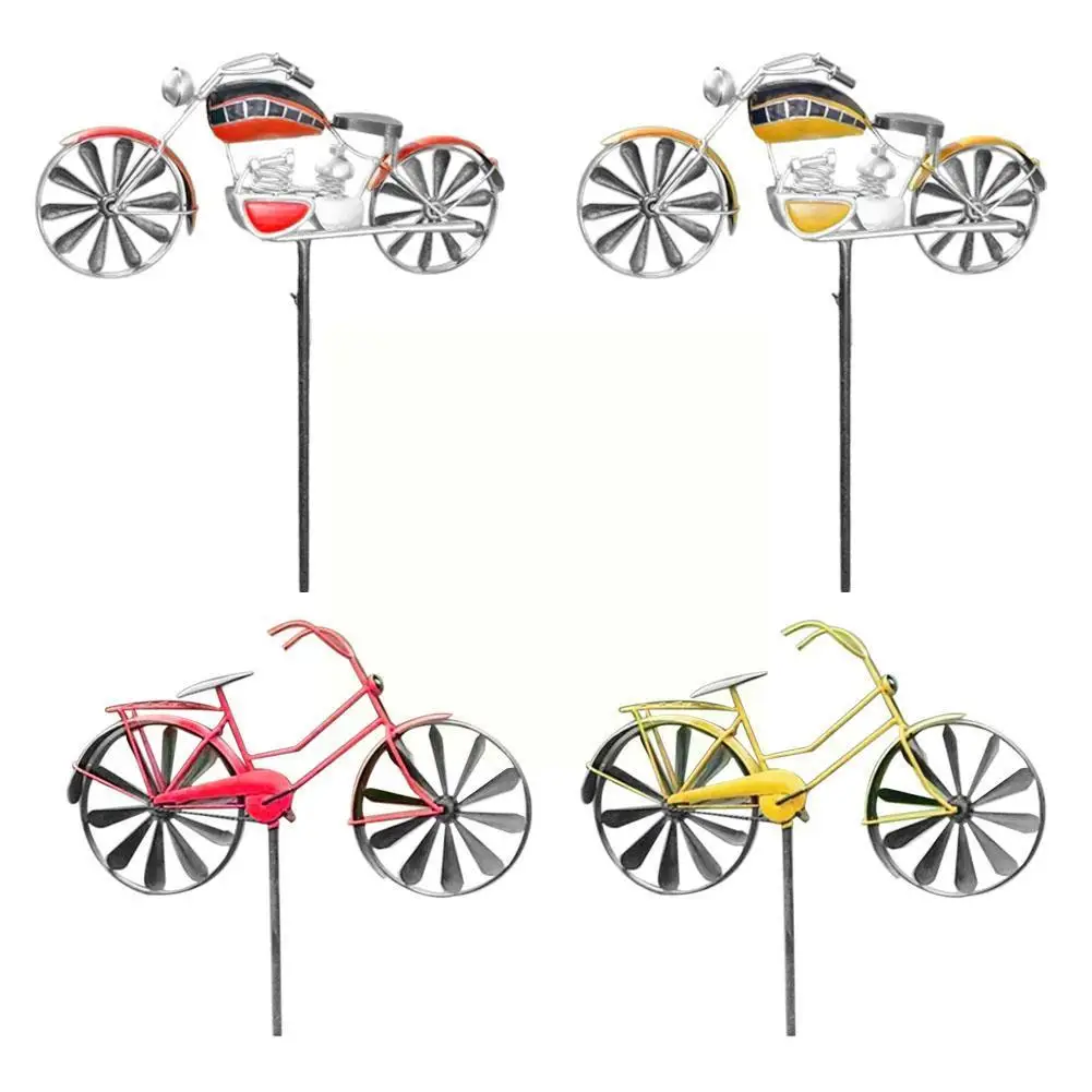 

DIY Bicycle Wind Spinner Whirligig Garden Lawn Decorative Kids Crafts Gadgets Metal Bicycle Motorcycle Toys M4Q4