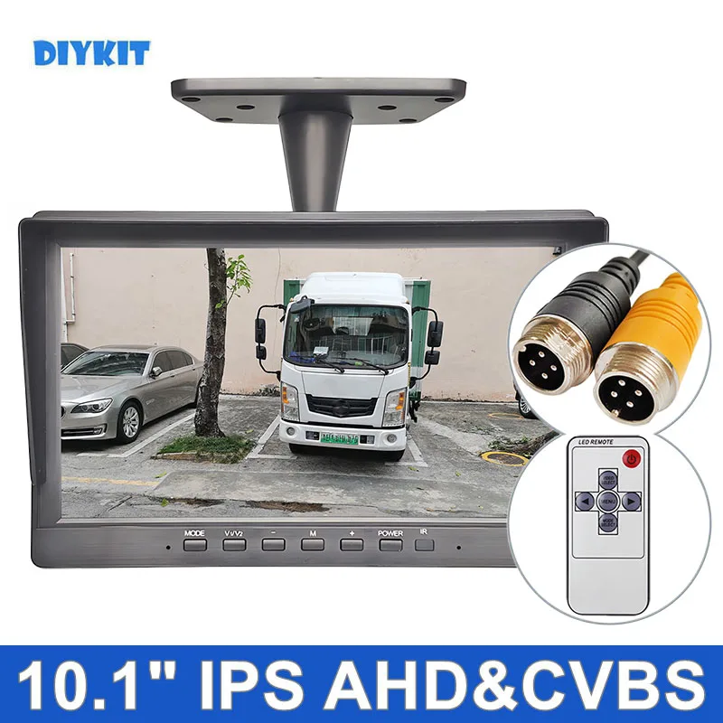 

DIYKIT 10,1-дюймовый AHD CVBS IPS ЖК-монитор HD Автомобильный монитор заднего вида Поддержка 1080P AHD CVBS Автомобильная камера 4-контактный видеовход