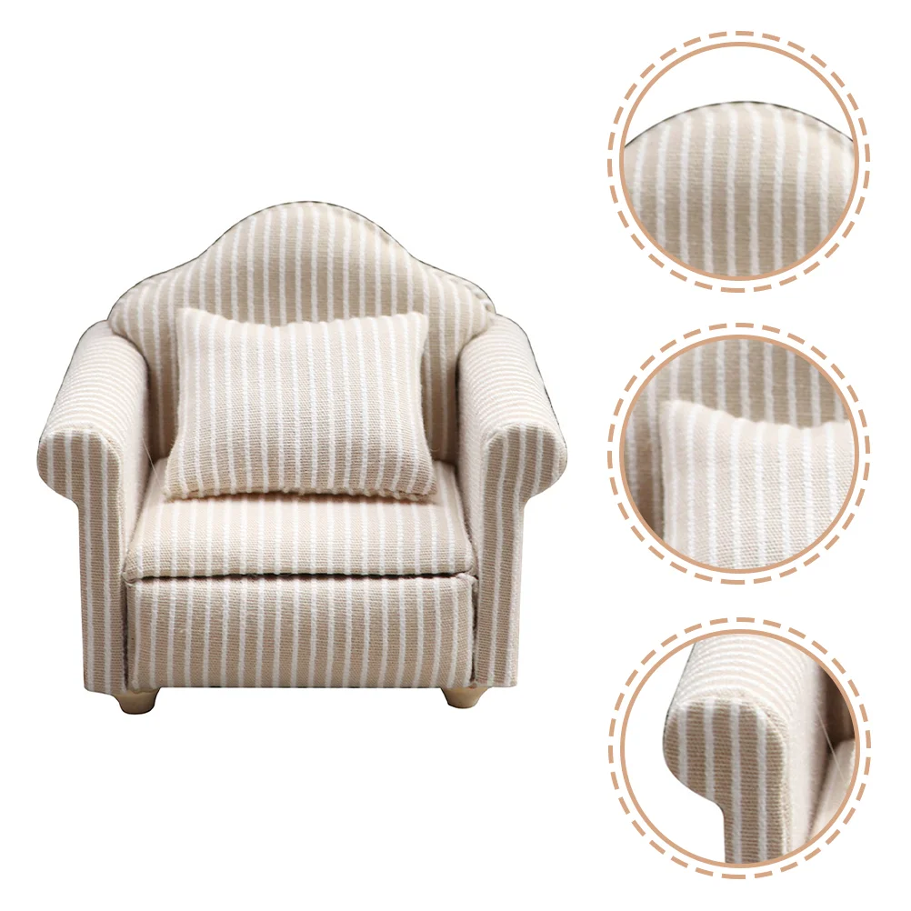 

Dollhouse Sofa White Couchationss Miniature Living Room Decor Wooden Model Furniture Couch Cotton Ornament