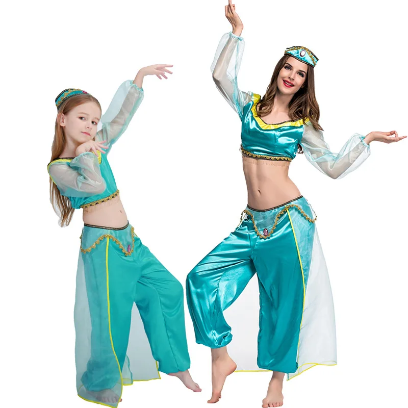 

Disney Jasmine Princess Doll Role-Play Dresses Halloween Christmas Party Cosplay Costume for Mom & Daughter Happy Show Clothing