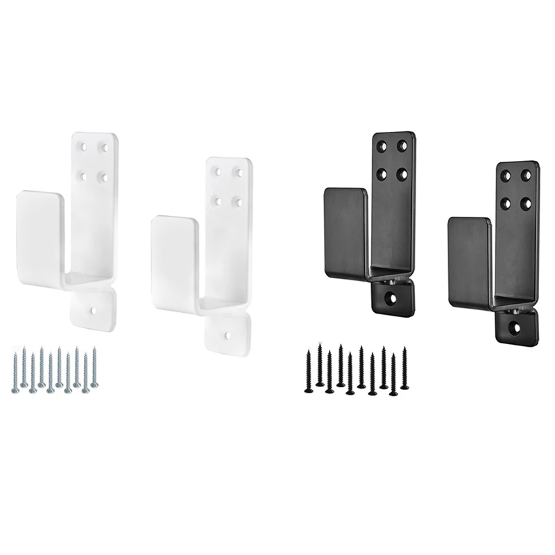 2X4 Door Barricade Brackets Heavy Duty Upgraded Bar Holder For Home Security Suit Lumber Black Accessories