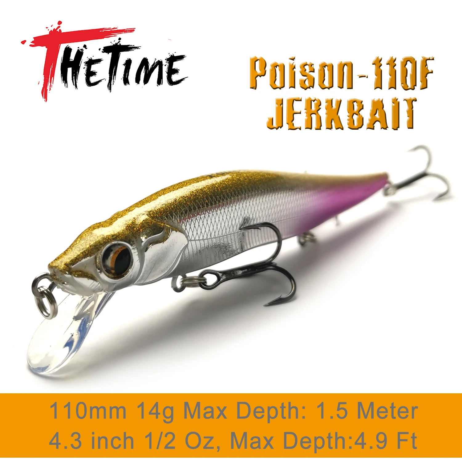THETIME 110mm/14g Vision 110 SP Floating Fishing Lures Jerkbait Minnow Tungsten Weight System Wobbler Bait Bass Pike Fishing