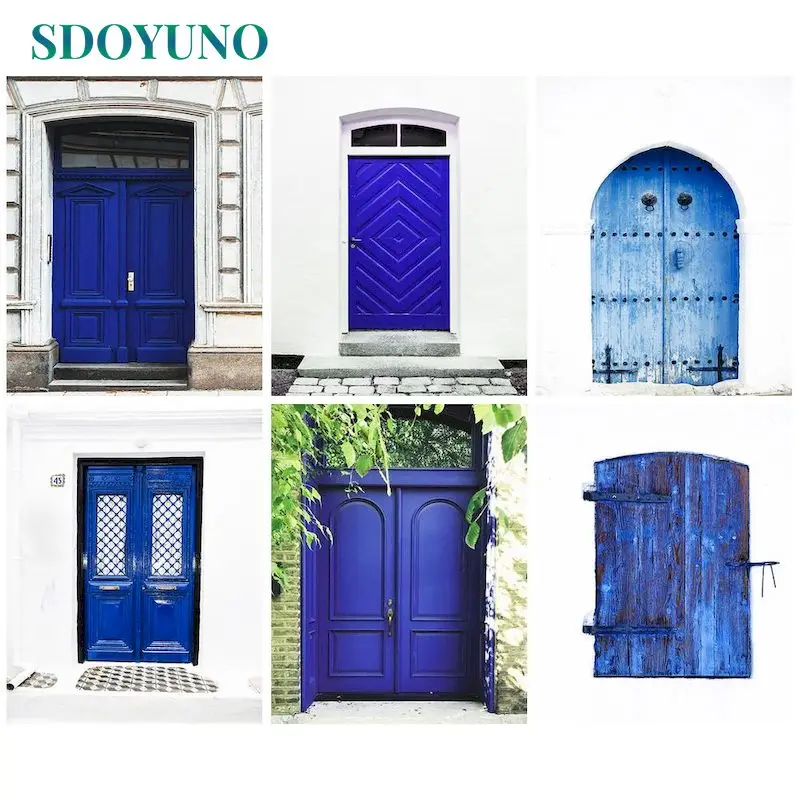 

SDOYUNO Painting By Number Door Lanscape Kits For Adults Handpainted DIY Gift Picture By Number House Canvas Home Decoration