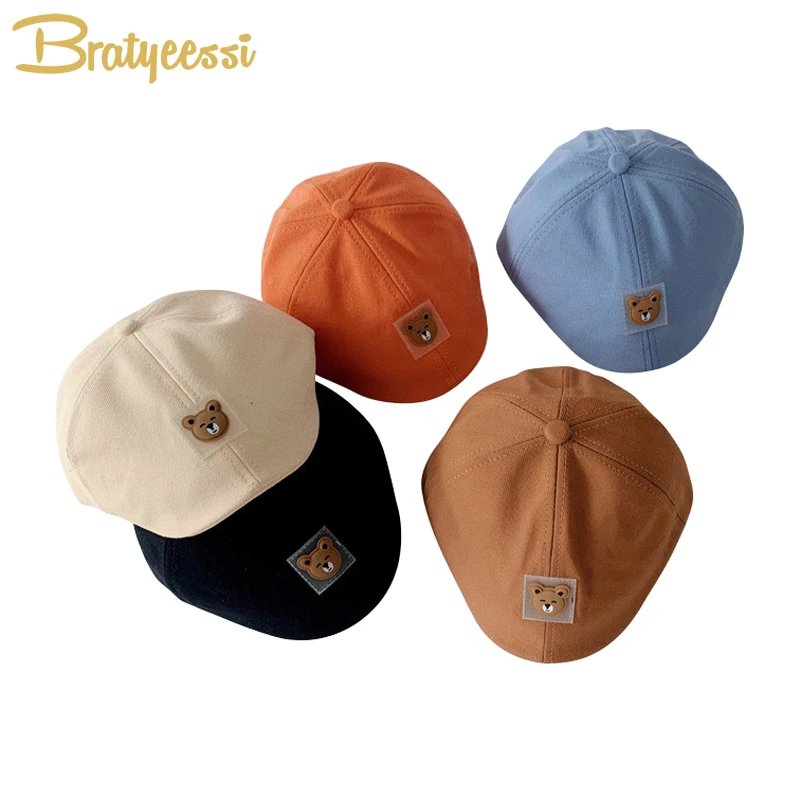 

Fashion Bear Baby Cap for Boys Beret Hat Children Cap Cotton Adjustable Baby Hats for Girls Kids Accessories 2-5Y