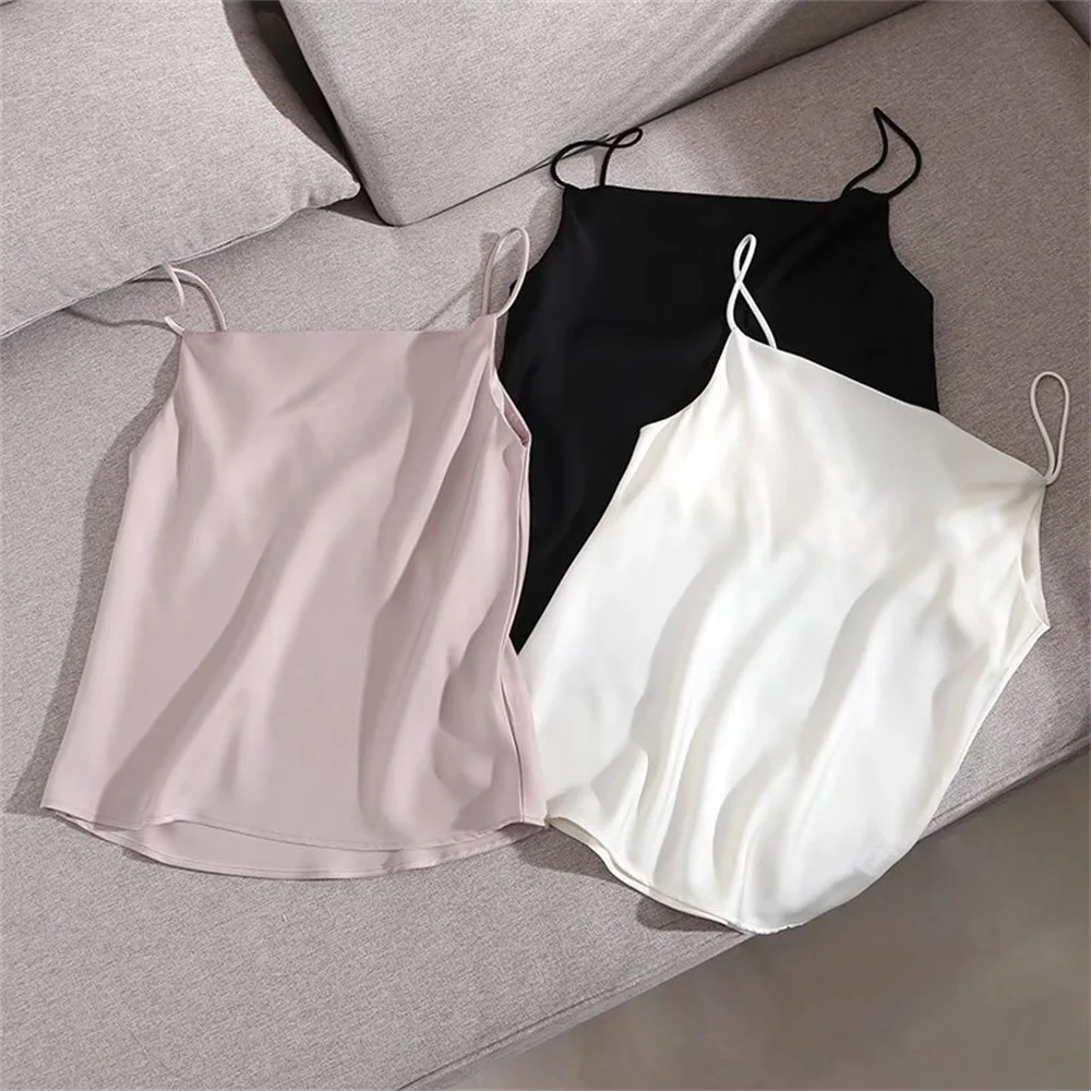

PB & ZA2022 spring summer new sexy fashion temperament all-match women's clothing vertical pleated satin texture camisole inner