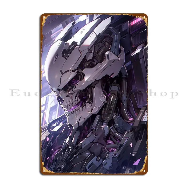 Кибер-череп металлический плакат картина знак Настенный декор оловянный