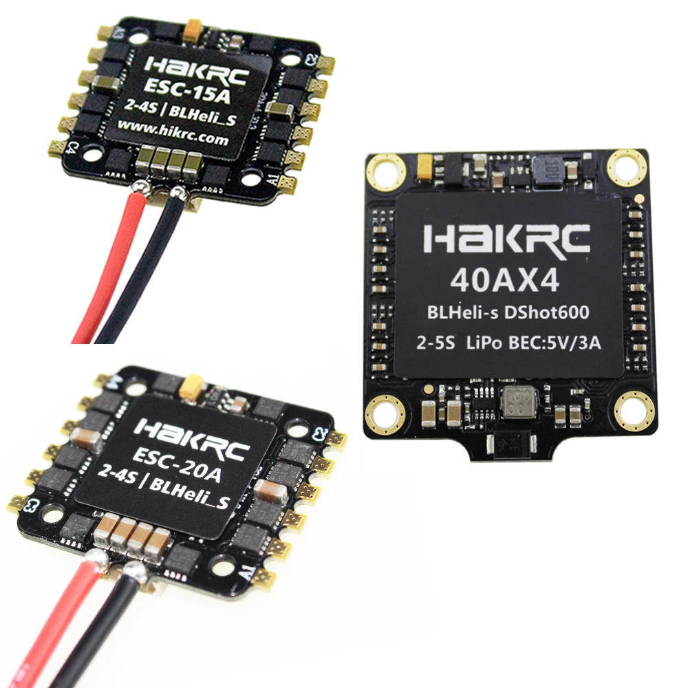 

HAKRC 15A/20A/40A 4in1 ESC 2-6S BLHeli_S Brushless Speed Controller for RC FPV Racing Drone Quadcopter Multicopter Multirotor