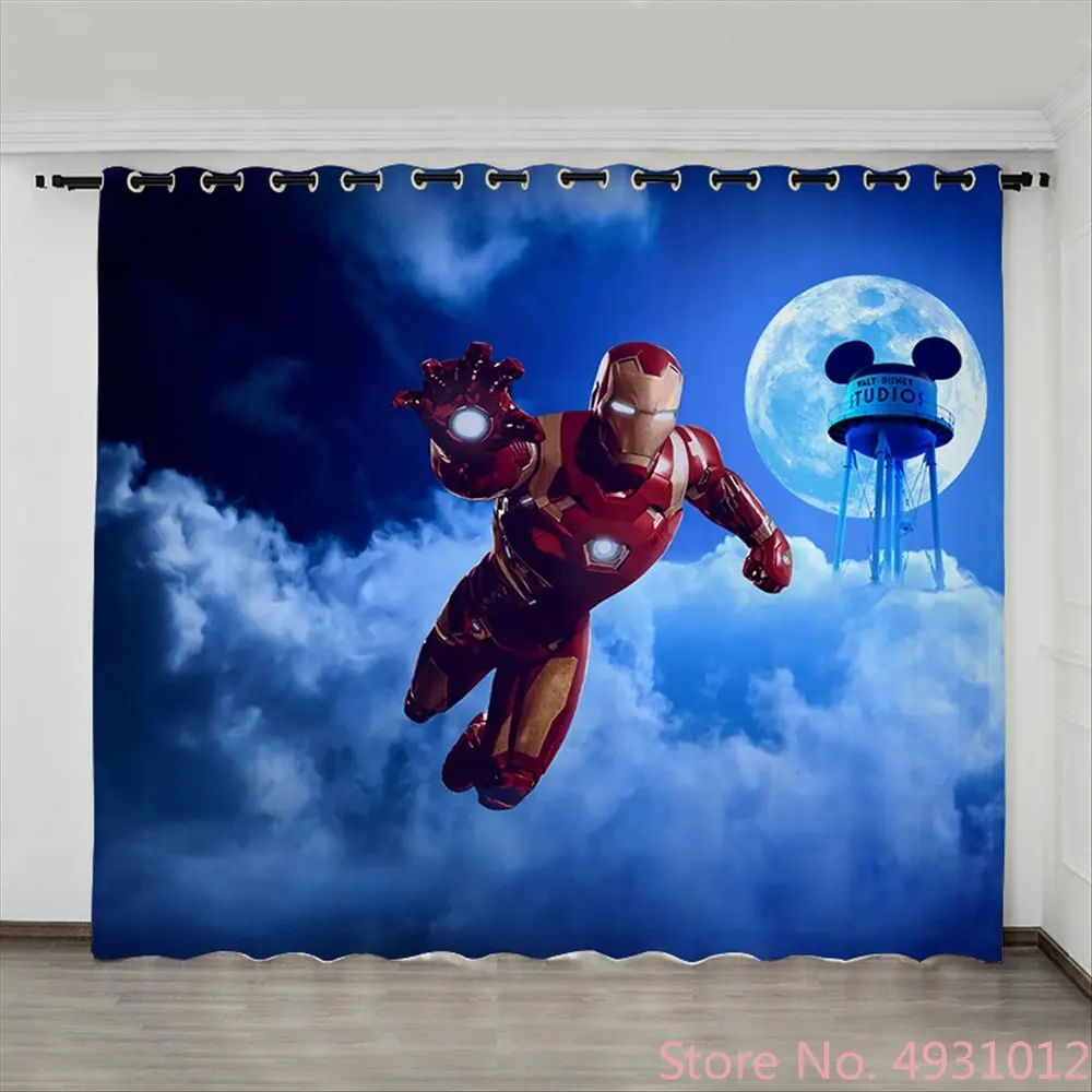 

Светонепроницаемые шторы с солнцезащитным козырьком Мстители Капитан Америка Железный человек оконные драпировки спальня 160x16 0 см занавеска с кольцами простая в установке
