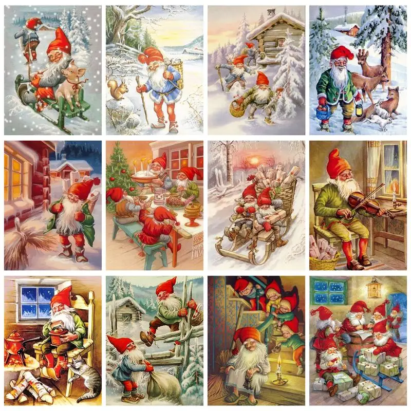 

CHENISTORY Diy Diamond Painting With Frame Old Man Winter Landscape For Adults Kids Handiwork Wall Decors Cross Stitch Gift