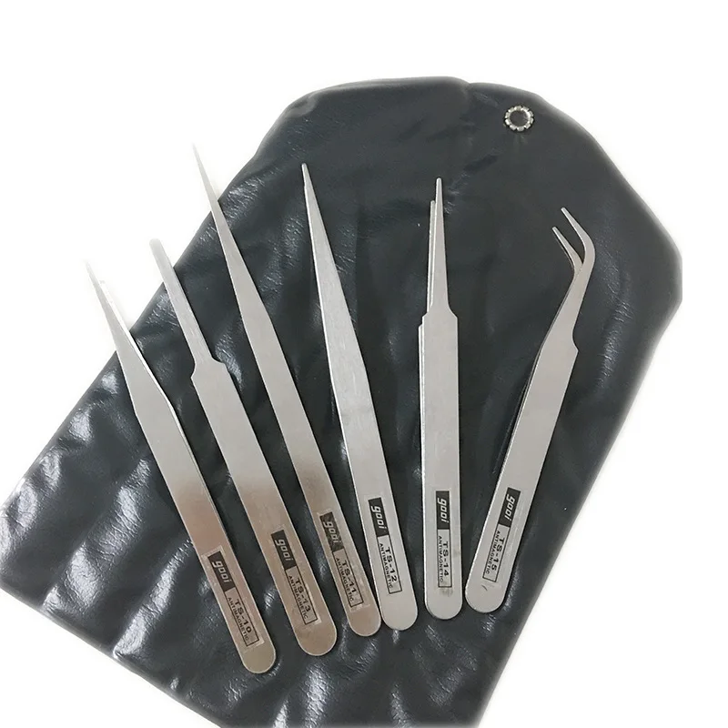 

6Pcs Stainless Steel Tweezers Repair Tool Industrial Precision Bent Straight Tweezers Repair Tool 2021