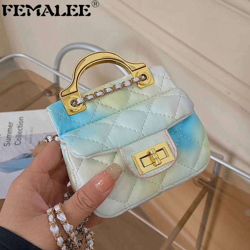 

Mini Candy Color Ladies Diamond lattice Clutch Hand Bags 2022 Designer Rhombus Chains Small Shoulder Purses Gradient Women Bags