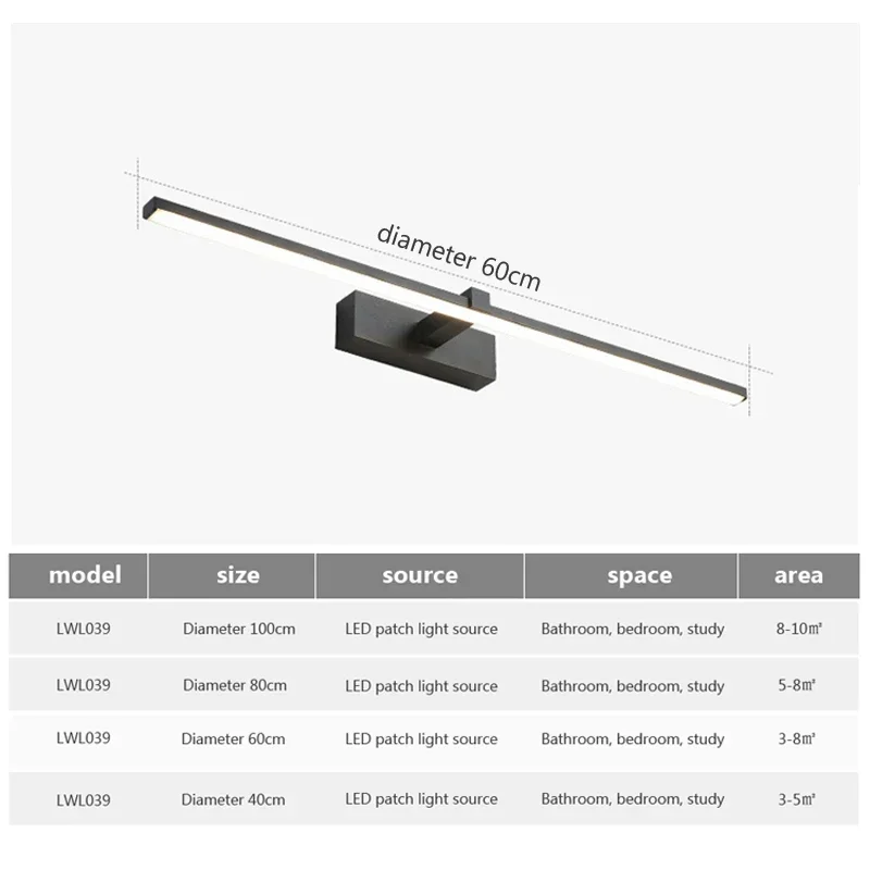 Modern LED Wall Light Bathroom Hardwares Wall Lamp Three Colors Lights Aluminum Led Bathroom Bath Mirror Line Lamp Make Up light (art.: 3920ca3a142fa) - 3920ca3a142fa