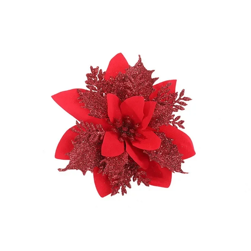 5 шт. блестящий искусственный рождественский цветок красная роза голова цветок украшение для рождественской елки дома свадьба DIY аксессуары