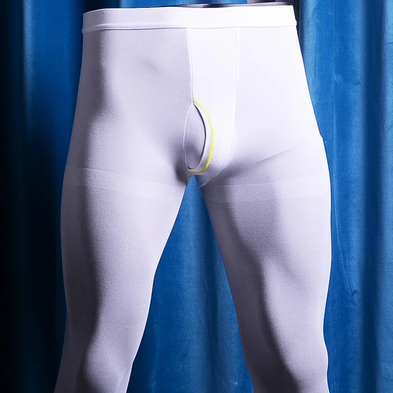 New Winter Solid Color Nylon Long Johns Are Tight Warm Velvet Running Tights Pantyhose For Men