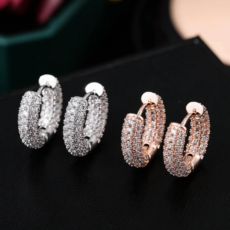 

White Gold Shiny Ladies Hoop Earrings Europe and The United States Hot Party Jewelry Accessories Luxury Dinner Ladies Earrings