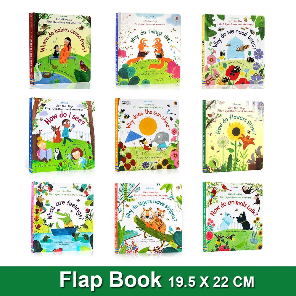 Lift The Flap Usborne Book First Questions and Answers Picture Story Reading Card Board English Books Montessori Learning Toys