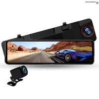 voice control 10 inches 2 5d curved full screen dash cam for car touchable screen dual lens recorder rearview camera black box