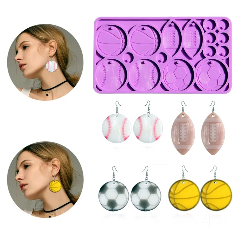 

R3MC Multipurpose Earrings Resin Molds Ball Shape Eardrops Silicone Moulds for DIY Epoxy Resin Ornament Friend Lover Gifts