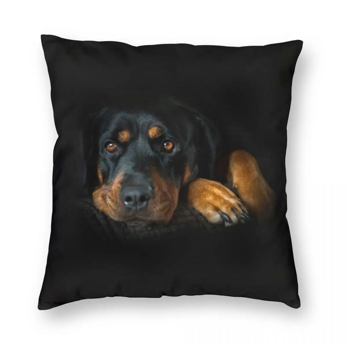 

Rottweiler Resting Square Pillowcase Polyester Linen Velvet Creative Zip Decorative Sofa Cushion Case 45x45cm