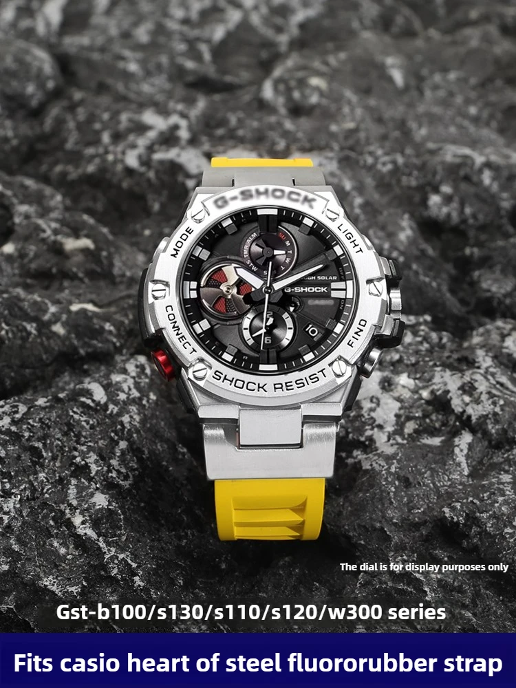 Фото Подходит для G-SHOCK Casio Heart of Steel GST-W300G S130 B100 Ремешок для часов с надрезом из фторэластомера №1