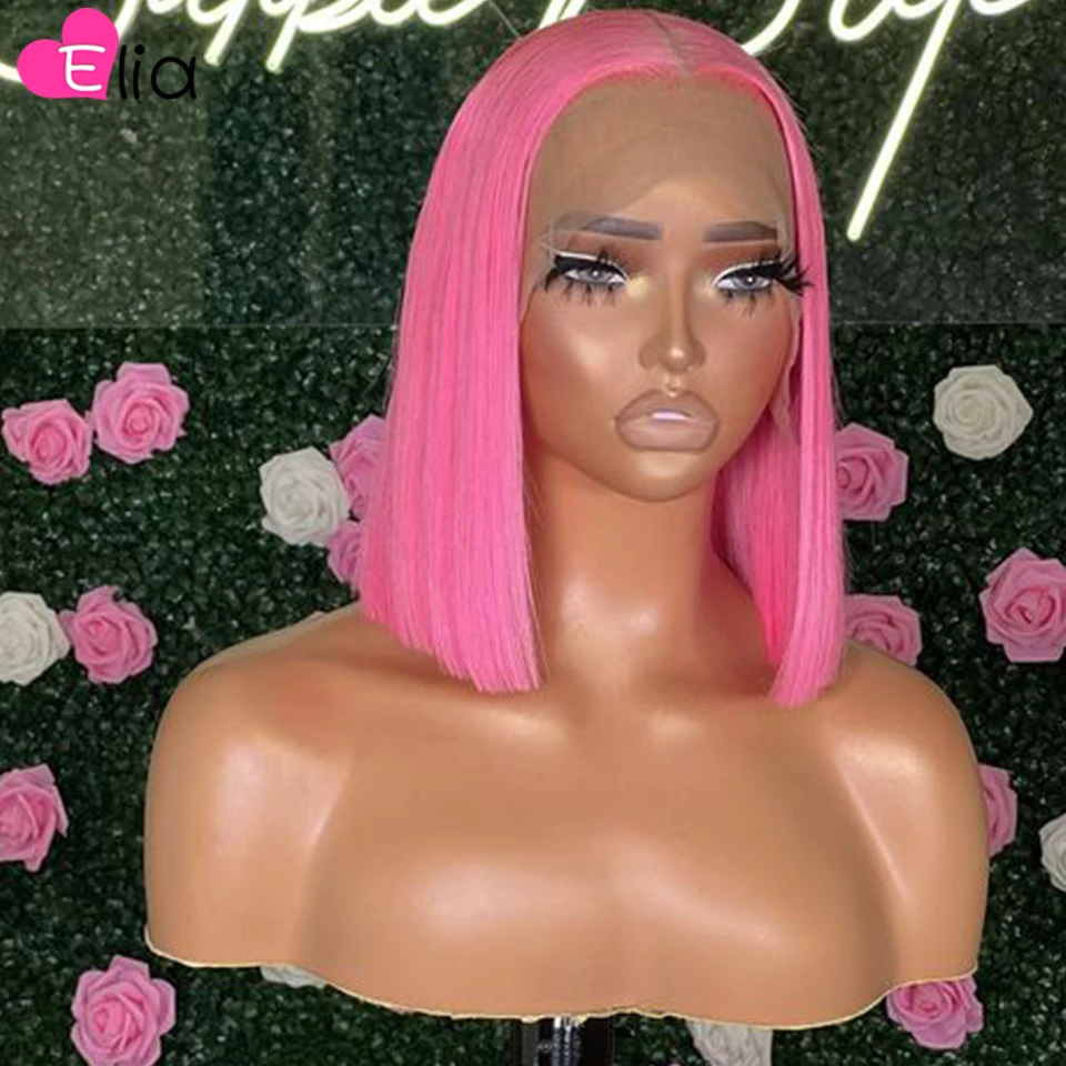 

Pink 613 Lace Frontal Human Hair Wig Short Bob Human Hair 10 12 14 Inches Bob Wigs for Women Transparent 13x4 Lace Front Wig