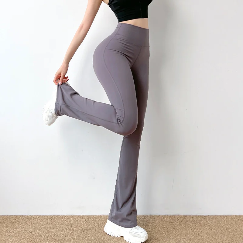 MITAOGIRL Sports Pants for Women High Waist and Abdomen Quick Dry Dance Pants Flared Pants Leggings Fitness Gym Yoga Pants