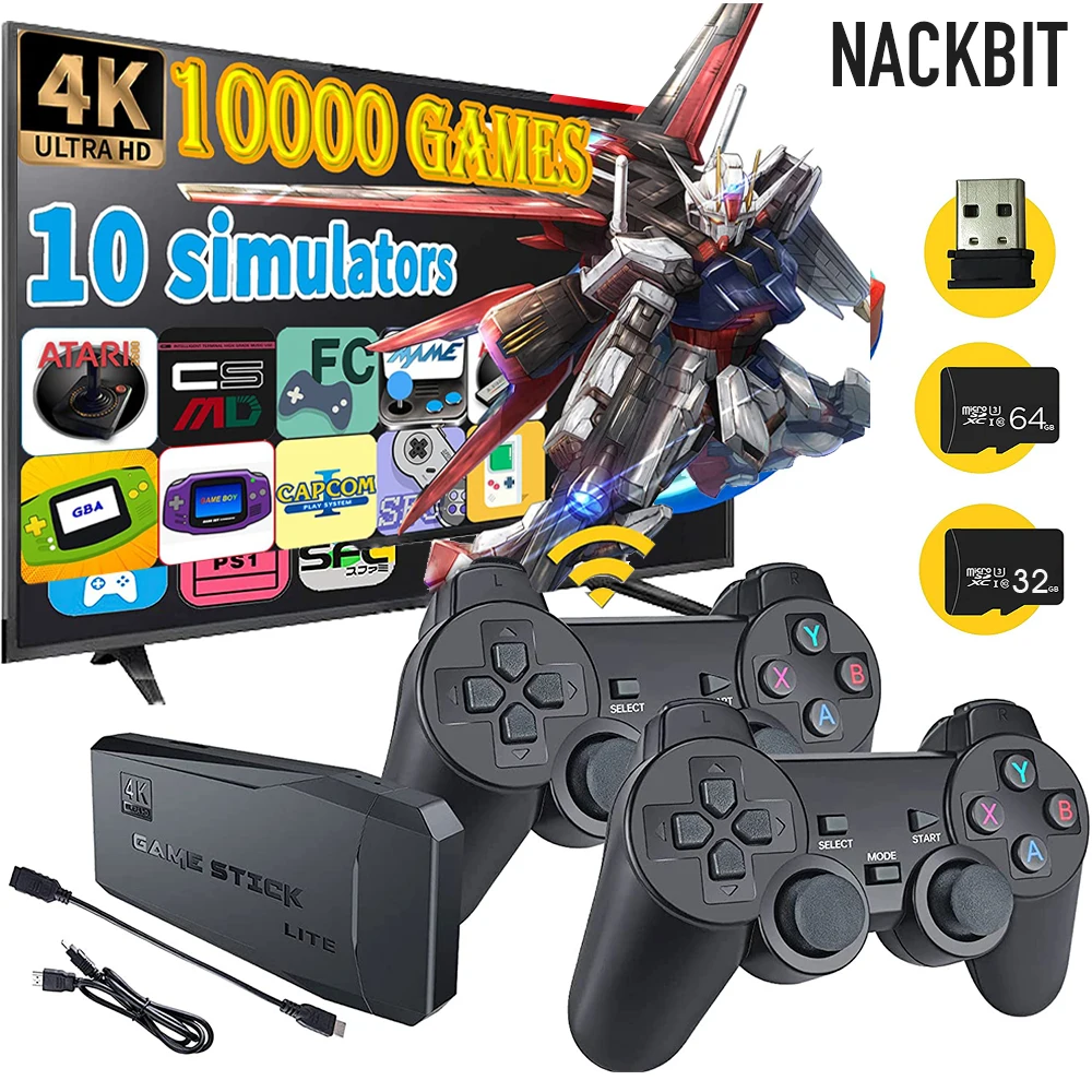 

4K HD Video Game Console 2.4G Double 10000 Games Wireless Controller For PS1/FC/GBA Retro TV Dendy Game Console Stick