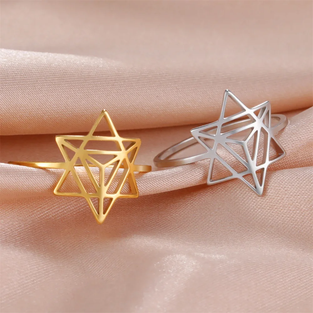Jeshayuan священное геометрическое кольцо Звезда Давида кольца из нержавеющей стали