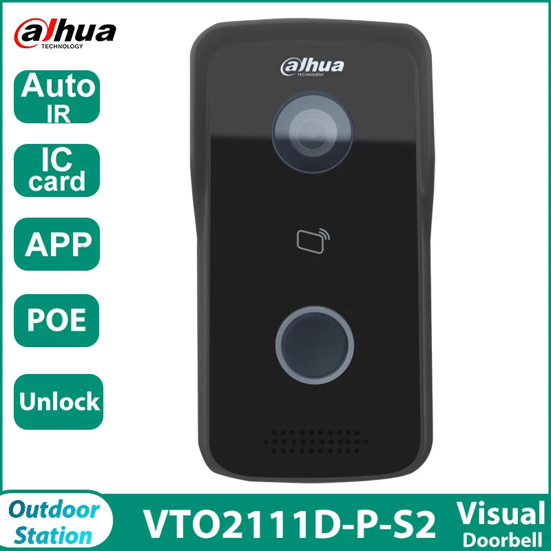 

Dahua VTO2111D-P-S2 MultiLanguage Home Video Intercom Doorbell Outdoor Mini Camera IP Villa Door Station App Remote PoE