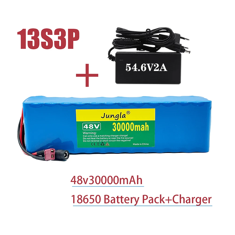 

48V Lithium Ion Batterij 48V 30Ah 1000W 13S3P Lithium Ion Batterij Voor 54.6V E-fiets Elektrische Fiets Scooter Met Bms + Lader