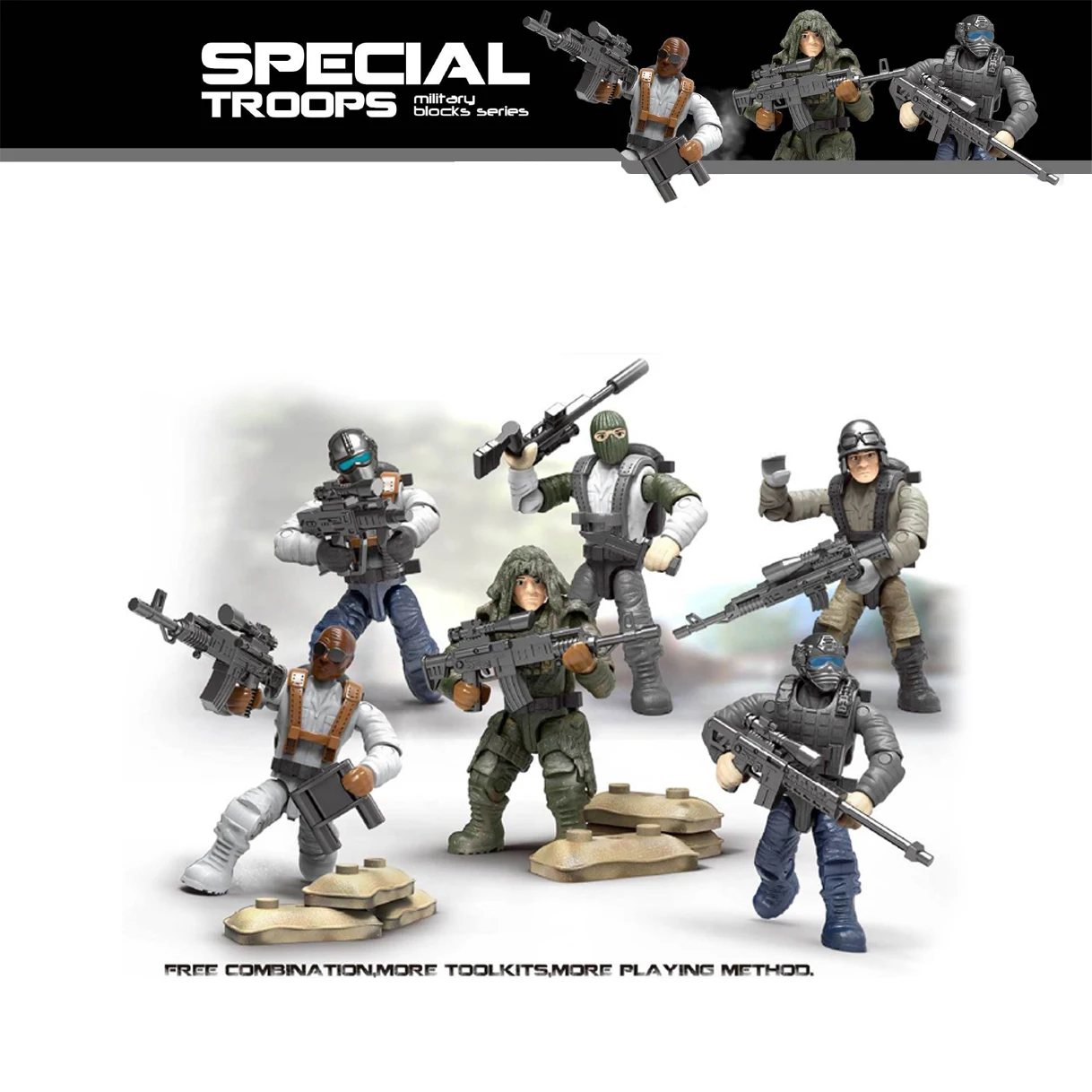 

Modern Military Game Brick City Army Batisbrick Mega Building Block WW2 Counter Terrorism Force Action Figures Weapon Boy Toy