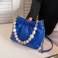 beading soft leather shoulder crossbody bags for women fashion brand designer ladies purses and handbags 2022 chain side bag